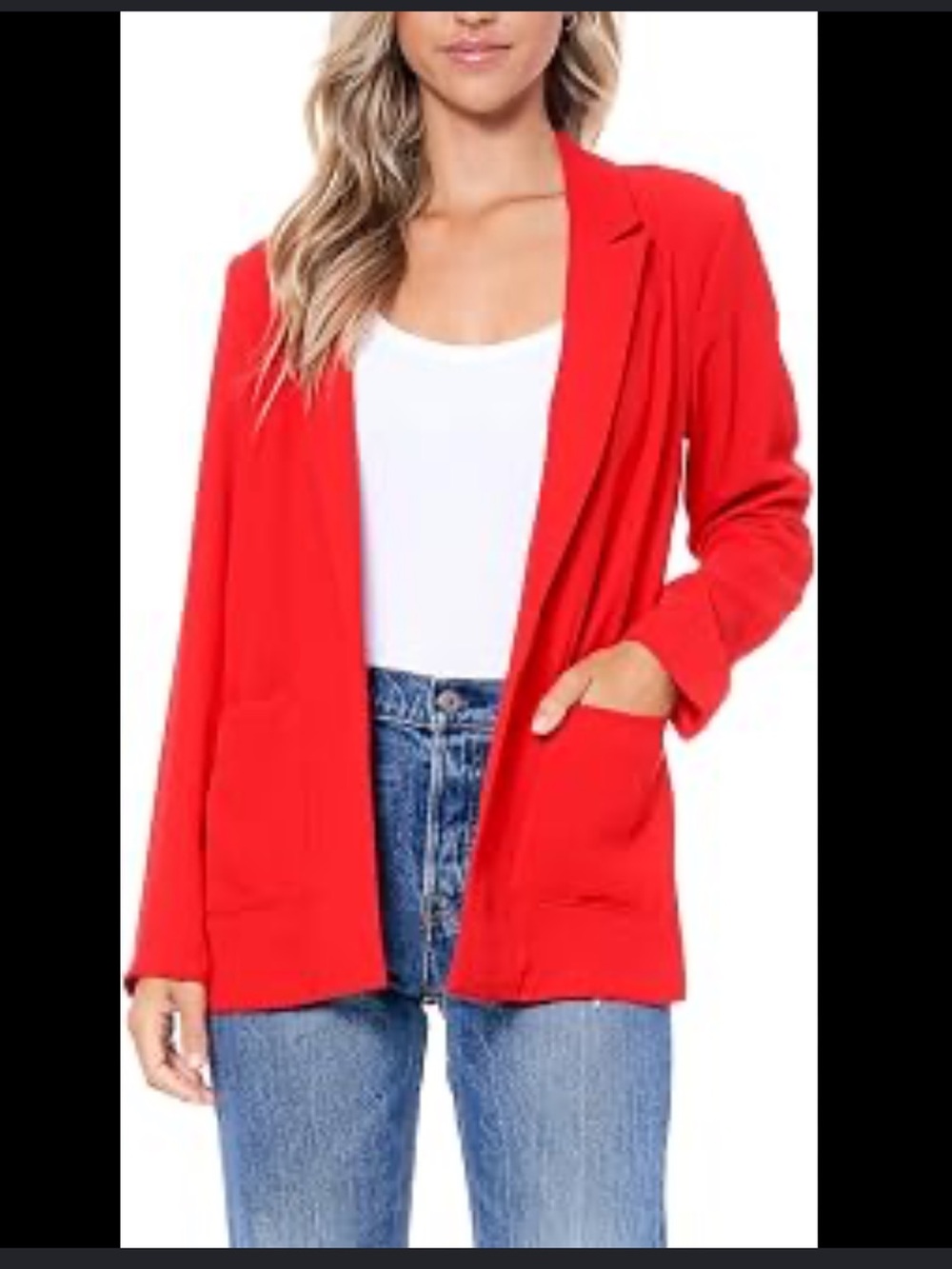 Vintage Chic Orange  Open-Front Boyfriend 
Blazer
